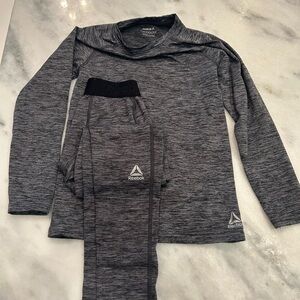 Reebok Charcoal Heather Activewear thermal base layer set BOYS medium